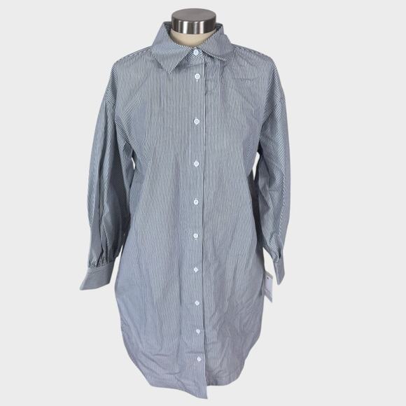 Ophelia Roe Small Button Front Long Sleeve Shirt Dress Striped Small NEW NWT - Picture 1 of 11